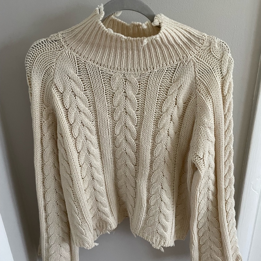 Cream Cable Turtleneck